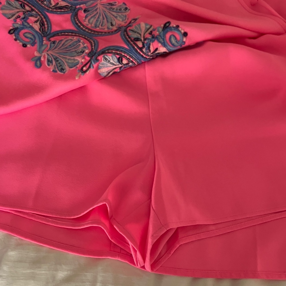 LILLY PULITZER Donna Romper Havana Pink Scalloped Shell Embroidery Size 10 NWT - Picture 8 of 13
